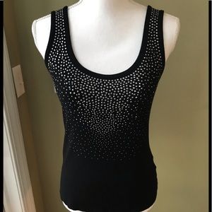 Calvin Klein Tank Top Black Skinny Rib Embellished medium